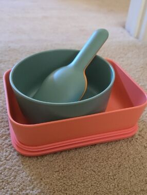 Silicone Pet Feeding Set in Teal and Coral